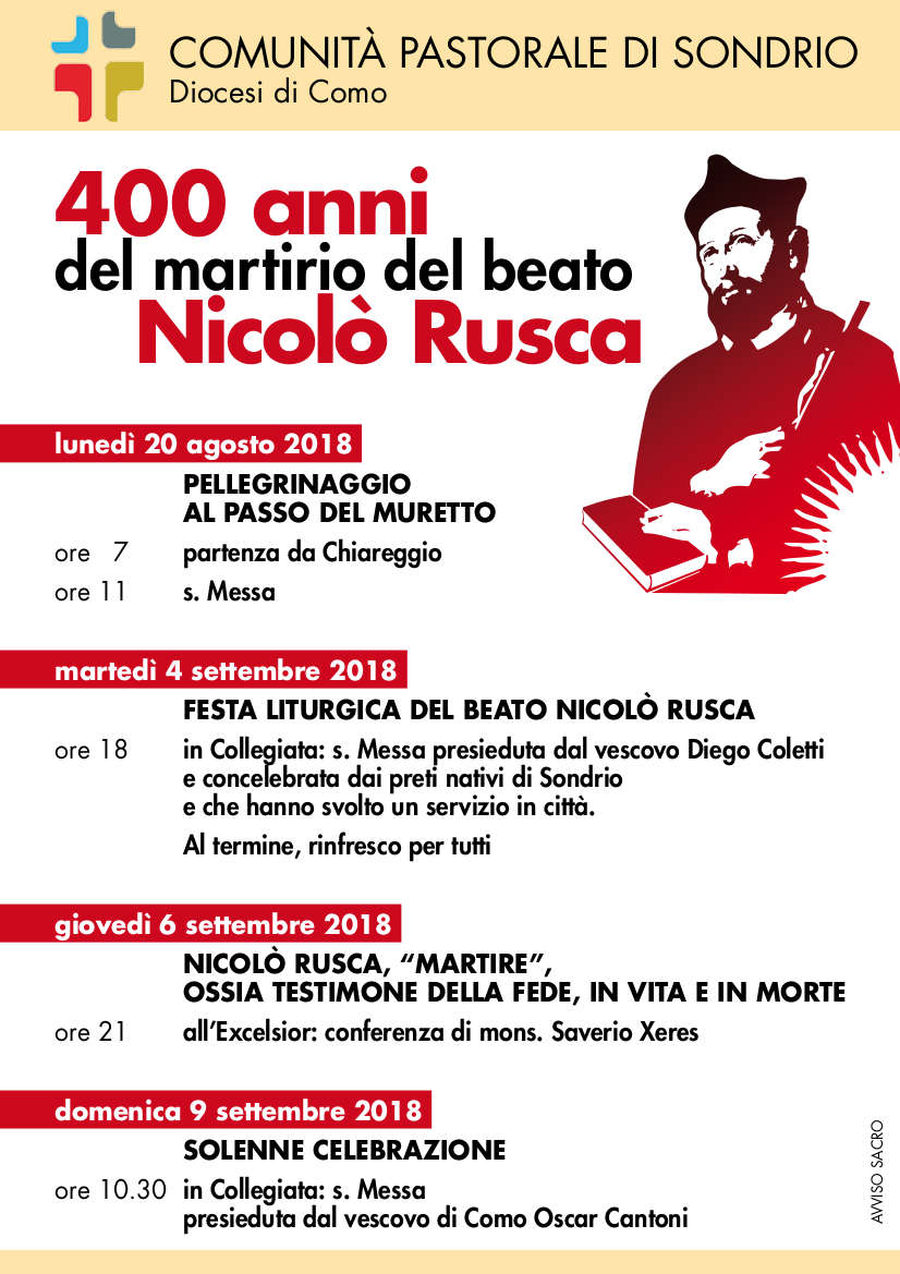 400 anni del martirio del Beato Nicolò Rusca. Tra le proposte un pellegrinaggio al passo del Muretto